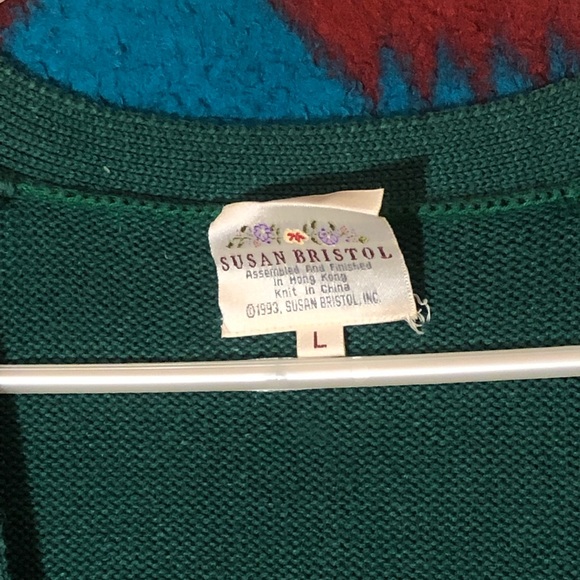 VTG 1993 Susan Bristol Womans Large Sweater v neck - Picture 4 of 8